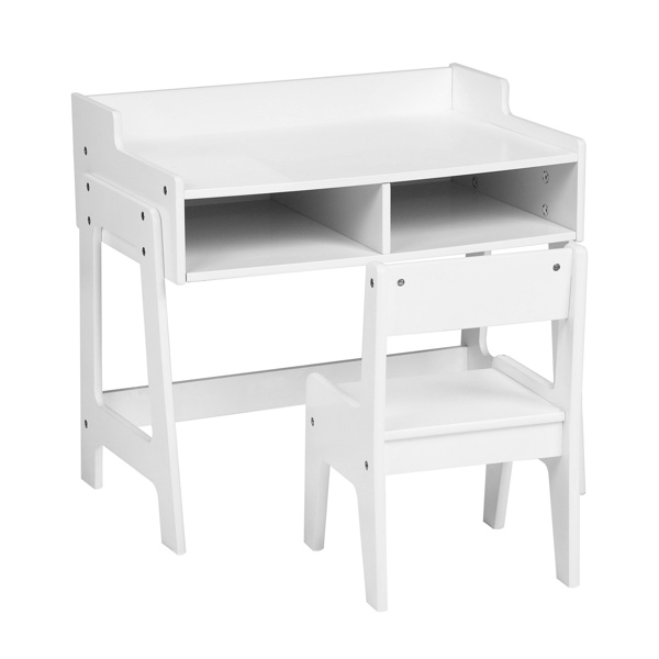 一桌一椅 学习桌 60.5*41.5*50cm 白色 MDF 儿童桌椅 储物格*2-9