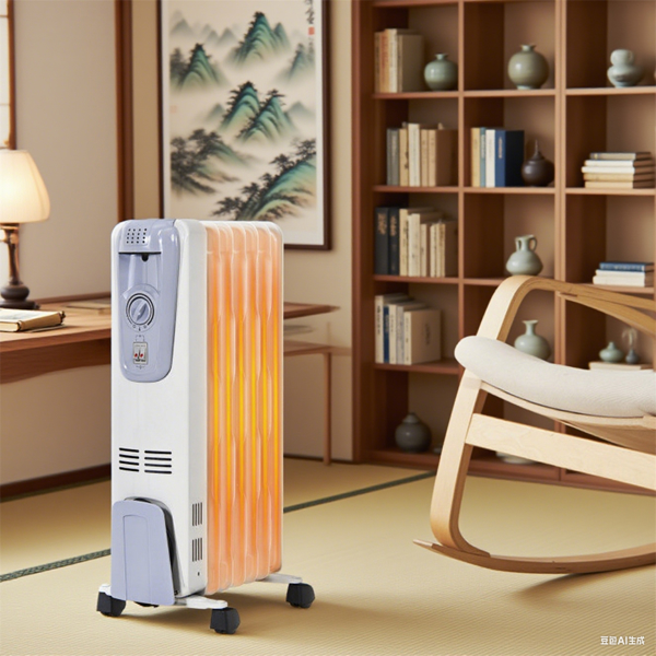 带恒温器的便携式油加热器-10“x13.5”x25“尺寸，4个轮子和绳索存储，3个加热级别-10