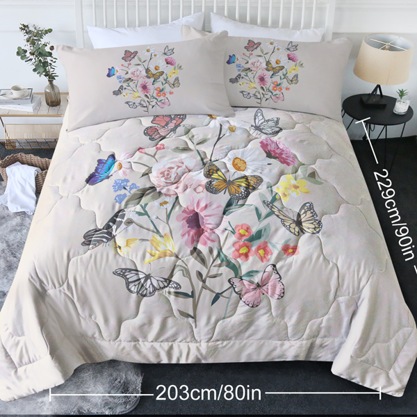 自产数码被子三件套 RDBD2546花卉蝴蝶语 美国小号 （temu仅可自提）-5