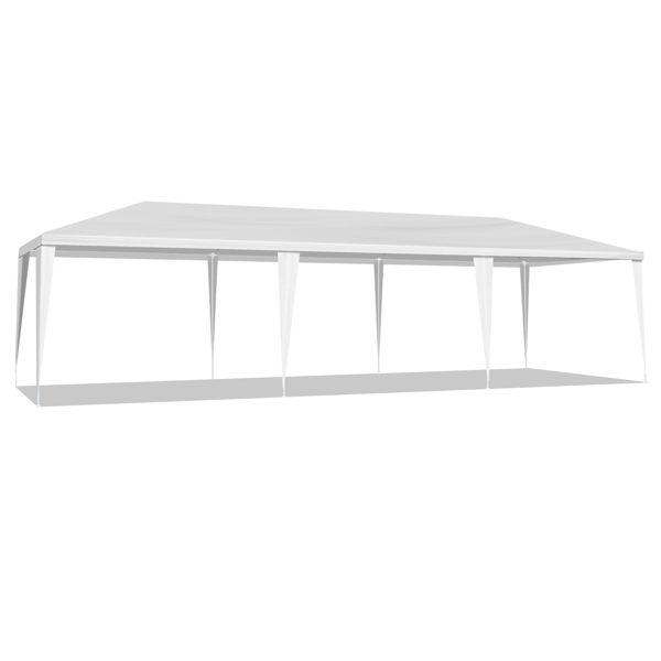 10X30ft 白色 8面(2门6围)纱网 仿折叠棚 配8片分体纱网围布 白色PE顶布  白色喷塑铁管 白色网纱 LT-4