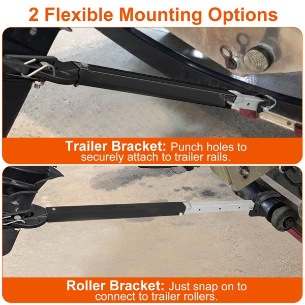 （物流随机发，自提可发加拿大）-船横梁保护器，28-40in可调节舷外电机支架-重型钢，减震橡胶带，2种安装选项（拖车和滚筒），适用于大多数100马力以下的发动机，保护横梁和电机-6