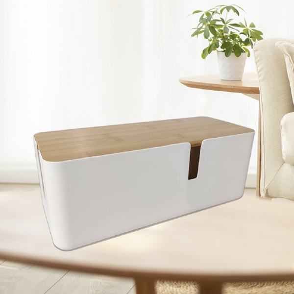 电线收纳盒数据线电源线大插座理线收线盒充电器插排集线器盒 象牙白【升级加厚款】-5