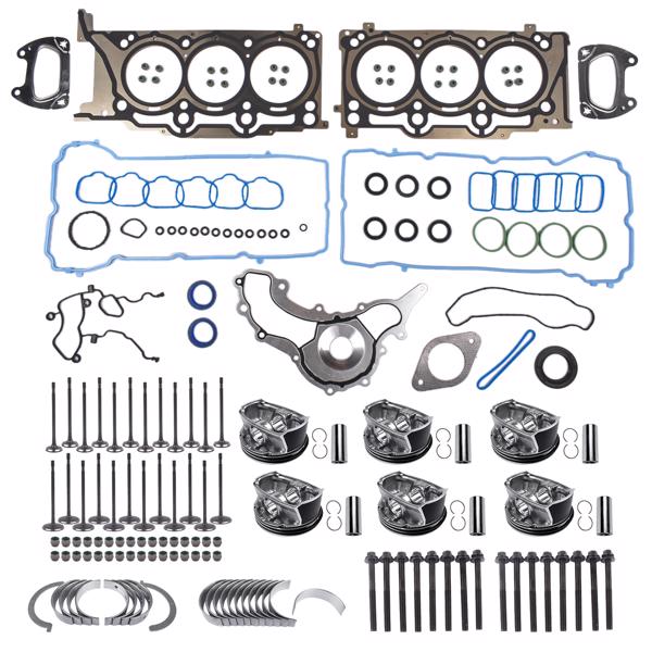 活塞套装 Engine Rebuild Pistons Gasket Valves Kit Replacement for Ram 1500 Chrysler 200 300 Dodge Journey Jeep Grand Cherokee 3.6L 2011-2016 5184347AG-1