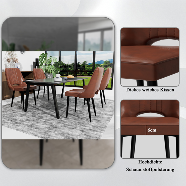 镂空靠背餐椅，现代厨房椅，北欧仿皮高背椅，客厅厨房用椅-4