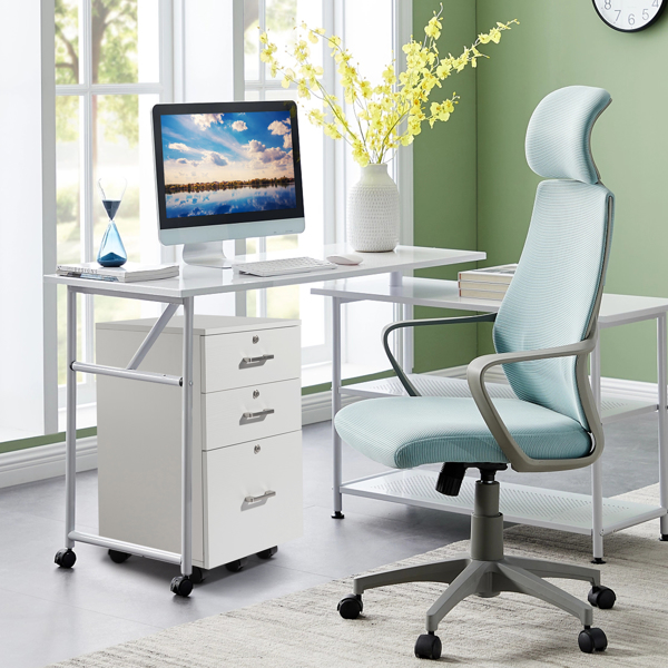 白色 密度板 贴浮雕三胺 三抽 木制文件柜-12