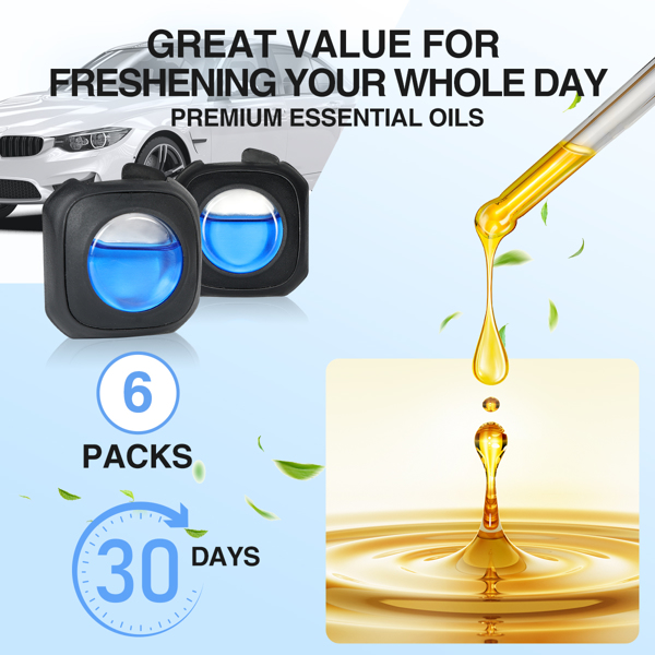 （亚马逊：禁止销售，周末不接受订单。）新款汽车香薰车载空气清新剂出风口夹，6个车用香薰出风口夹，4ml-6