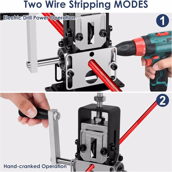 手动剥线机，用于0.04“-1”废铜回收，钻头驱动的便携式剥线工具，带2个刀片（一套机器）-2