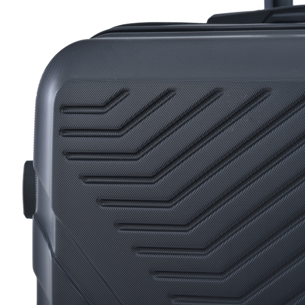 3 件套行李箱套装 ABS 轻型行李箱，带两个挂钩、万向轮、TSA 锁，（20/24/28）黑色-12