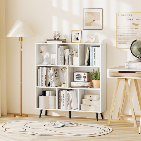 8立方书架3层现代储物架，带5个金属腿书架-6