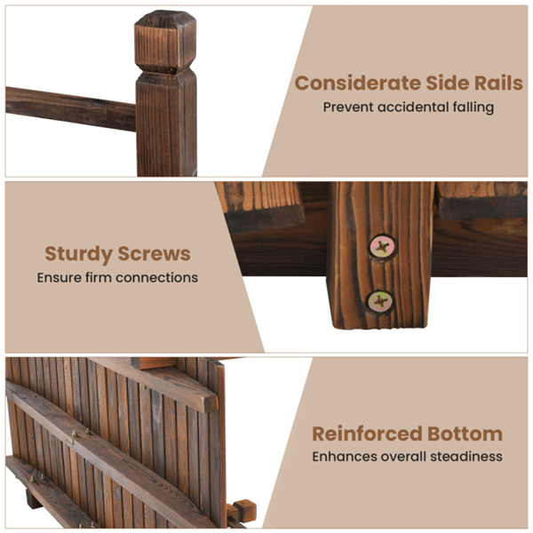 5英尺木制花园桥-100%杉木结构，易于与硬件组装，非常适合后院/碎石路/农场-4