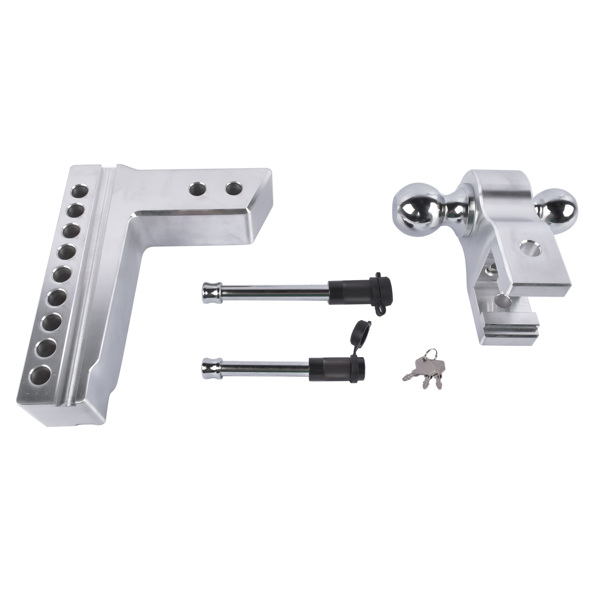 拖车挂接装置 Adjustable Trailer Hitch Aluminum Fit 2.5" Receiver 8" Drop/Rise 18500 LBS 2" & 2-5/16" Dual Ball-7