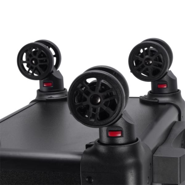 4pcs 拉杆式带LED三色变化灯 可USB双插口或电池蓄电  万向轮 ABS 皮革纹 黑色 化妆箱 33*23*78cm-5