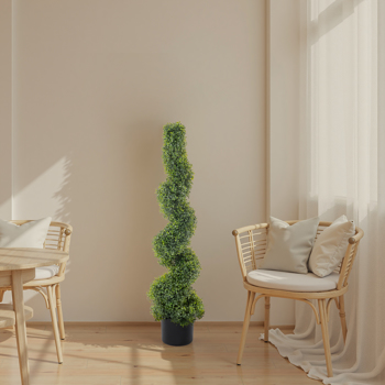 2pcs 绿色 115cm 螺旋黄杨木 PVC 仿真树