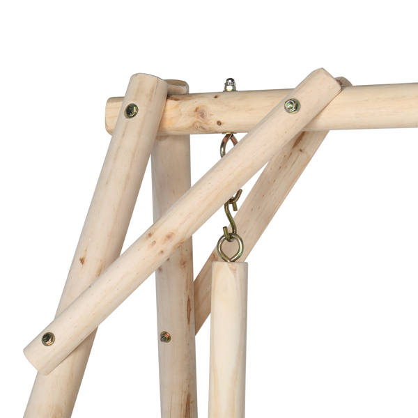 6.5ft 实木 秋千架 原木色 秋千套装 600lbs 仿古风格-16