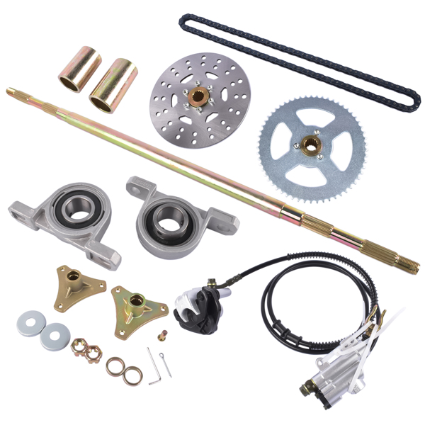 沙滩车后桥套件 Rear Live Axle Kit w/ Brake Assembly & Chain Replacement for Drift Trike Go Kart ATV Quads-8