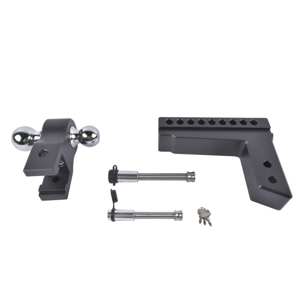 拖车挂接装置 Fits 2.5" Receiver Aluminum Trailer Hitch Adjustable 8" Drop/Rise 2" & 2-5/16" Balls 18500LBS w/2 Locks-7