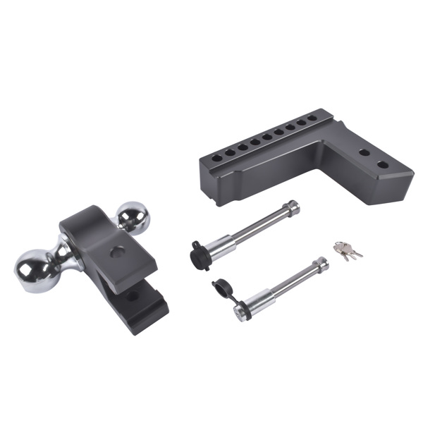 拖车挂接装置 Fits 2.5" Receiver Aluminum Trailer Hitch Adjustable 8" Drop/Rise 2" & 2-5/16" Balls 18500LBS w/2 Locks-5