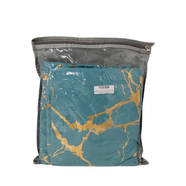 床上用品三件套烫金纹理被套数码印花套件外贸欧美家纺 蓝色烫金纹理 200*200（三件套）-5