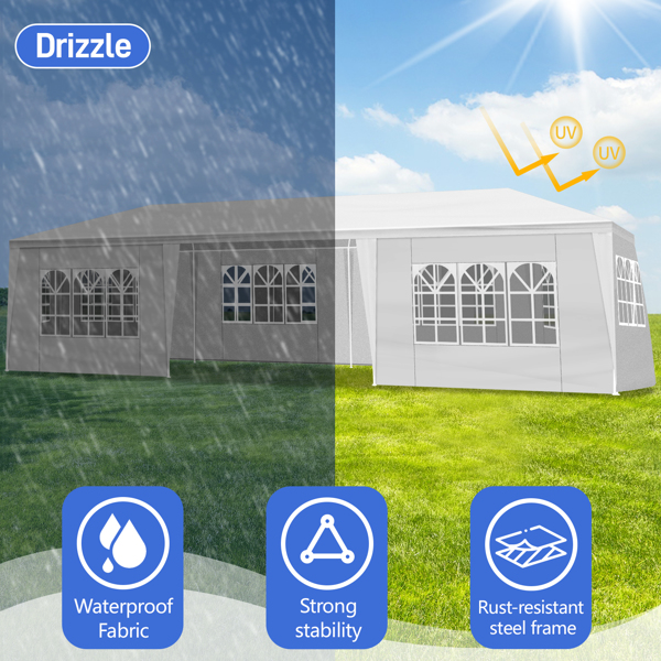 10*30ft  白色 7围  仿折叠棚  7窗  PE布 喷塑铁管-6