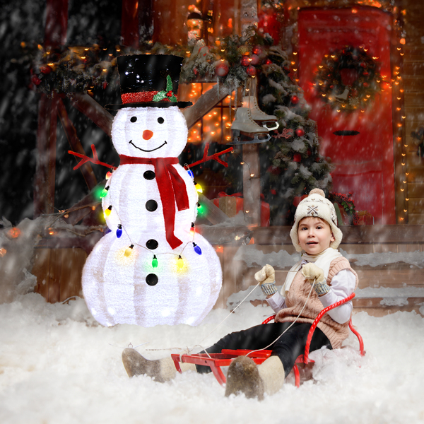 4ft    20彩泡雪人  伸缩款  100led白灯 羊卷绒  30V 3.6W 圣诞灯饰雪人 美规-15