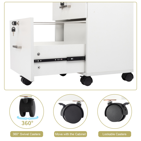 白色 密度板 贴浮雕三胺 三抽 木制文件柜-13