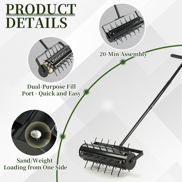43*20*150CM 黑色 松土耙 T把焊接排钉松土器 配工具手套-12