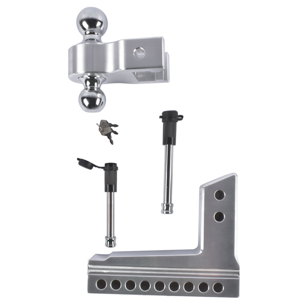 拖车挂接装置 Adjustable Trailer Hitch Aluminum Fit 2.5" Receiver 8" Drop/Rise 18500 LBS 2" & 2-5/16" Dual Ball-6