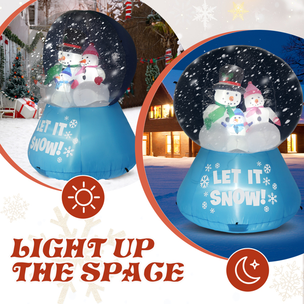 5.9ft  雪人水晶球 下雪 4颗LED灯 束口袋 圣诞充气装饰 12V 12V,2000mA 美规-5