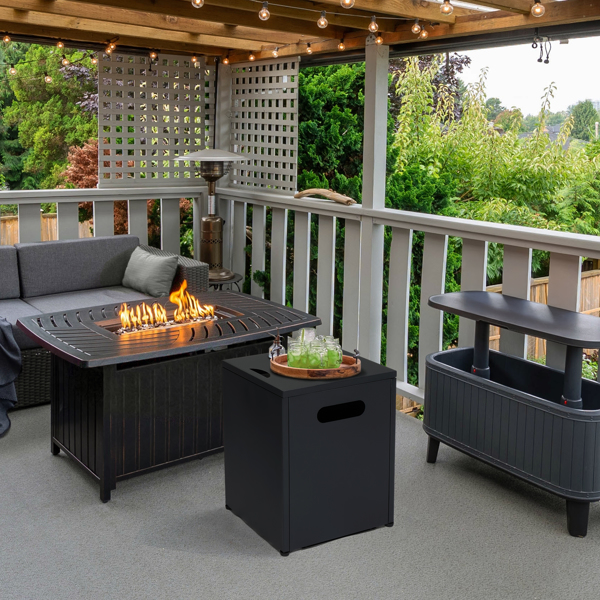 41*41*50.5cm 方形 黑色 翻盖 燃气收纳 庭院铁边桌-4