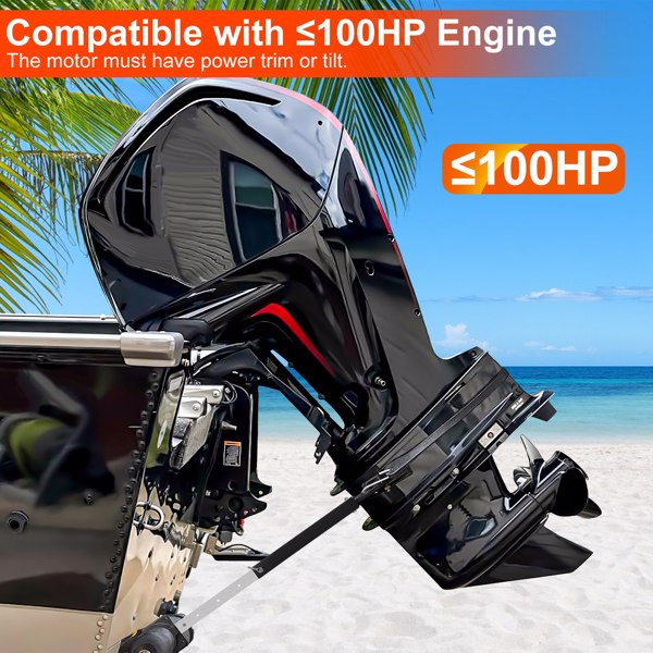 （物流随机发，自提可发加拿大）-船横梁保护器，28-40in可调节舷外电机支架-重型钢，减震橡胶带，2种安装选项（拖车和滚筒），适用于大多数100马力以下的发动机，保护横梁和电机-3