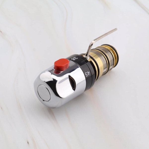 恒温龙头阀芯 太阳能电热水器恒温混水阀阀芯 顶丝石蜡阀芯全铜芯 顶丝阀芯铜色带手轮-1