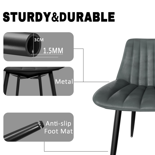 餐椅（一套 6 把）, 带 7 厘米靠背的厨房用椅, 带 5 厘米座垫的餐桌椅, 最大承重 180 千克, 用于餐厅、厨房和客厅的 PU 仿皮软垫椅 承重 180 千克，餐厅、厨房、客厅用 PU 仿皮软垫椅-5