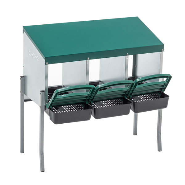 鸡用筑巢箱，3 孔鸡筑巢箱（带腿），鸡产蛋箱（带盖），适用于农场院子户外鸡舍，Rreen不支持Self-Pick Up-2