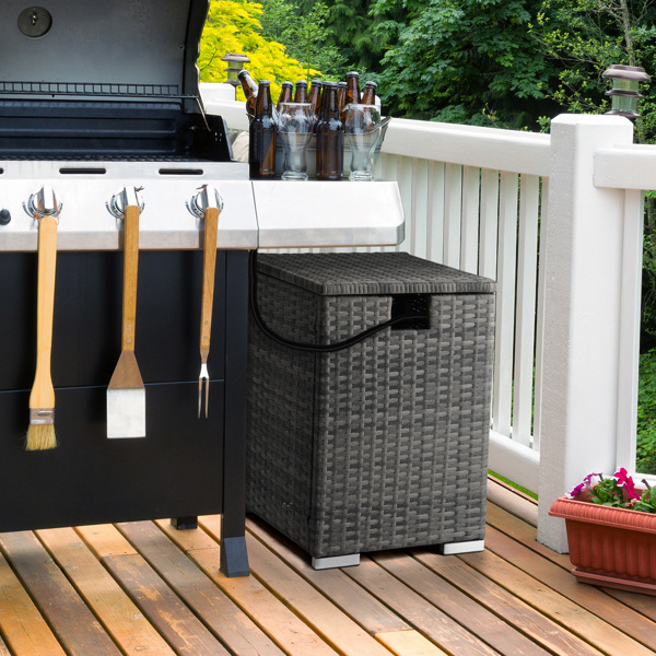 燃气瓶收纳  灰色渐变藤条 40*40*57cm 编藤边桌-6