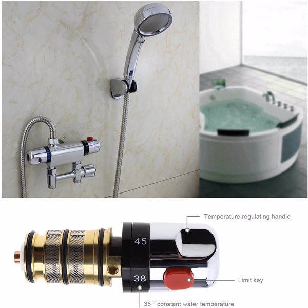 恒温龙头阀芯 太阳能电热水器恒温混水阀阀芯 顶丝石蜡阀芯全铜芯 顶丝阀芯铜色带手轮-3