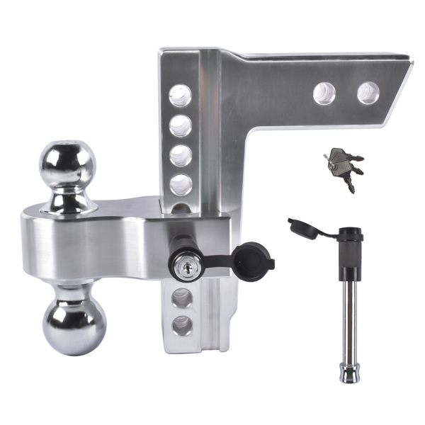 拖车挂接装置 Adjustable Trailer Hitch Aluminum Fit 2.5" Receiver 8" Drop/Rise 18500 LBS 2" & 2-5/16" Dual Ball-3