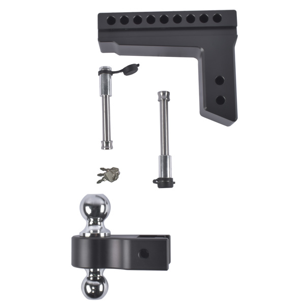 拖车挂接装置 Fits 2.5" Receiver Aluminum Trailer Hitch Adjustable 8" Drop/Rise 2" & 2-5/16" Balls 18500LBS w/2 Locks-6