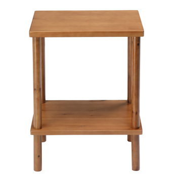 40*30*52.5cm 矩形 双层桌板 圆棒腿  柚木色 庭院木边桌 杉木