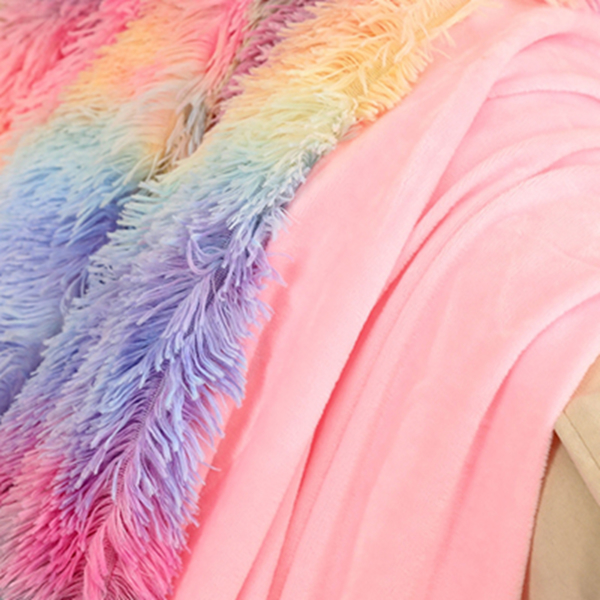 小彩虹毛毯北欧风办公室懒人午睡毯扎染沙发毯子绒毯 扎染深彩虹 130*160cm-3