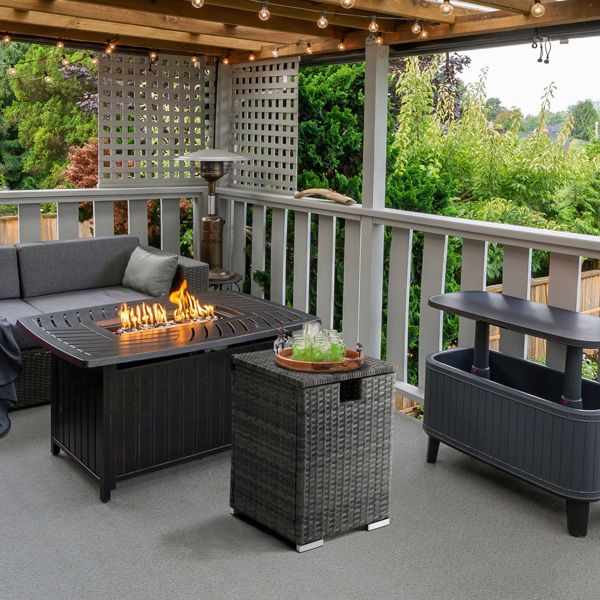 燃气瓶收纳  灰色渐变藤条 40*40*57cm 编藤边桌-8