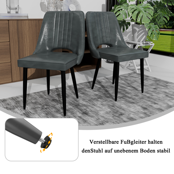 镂空靠背餐椅，现代厨房椅，北欧仿皮高背椅，客厅厨房用椅-7