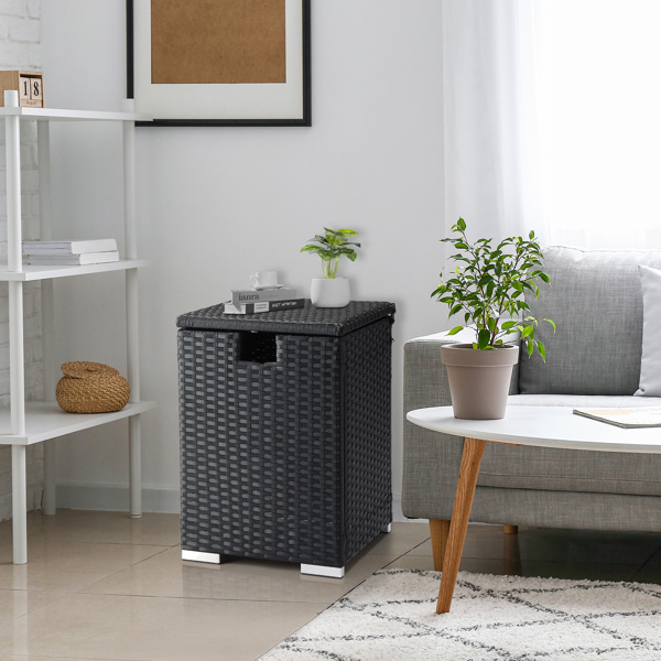 燃气瓶收纳  黑色四线藤条 40*40*57cm 编藤边桌-10