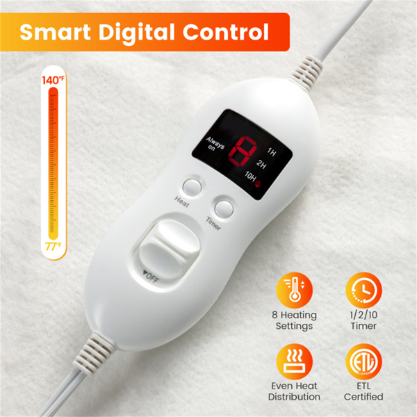 75英寸X 39英寸电热床垫，带可调温度10小时定时器-3