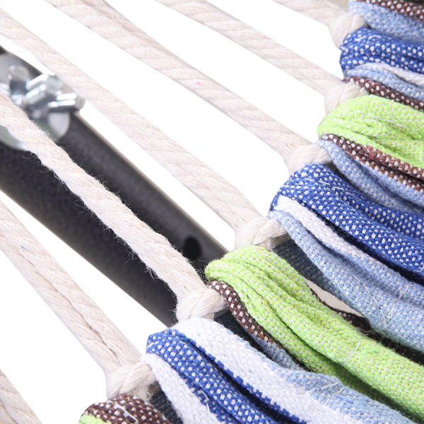 9ft 绿小条 黑底银花架子 2*1.5m涤棉吊床 铁吊床套装 330.00lbs-12