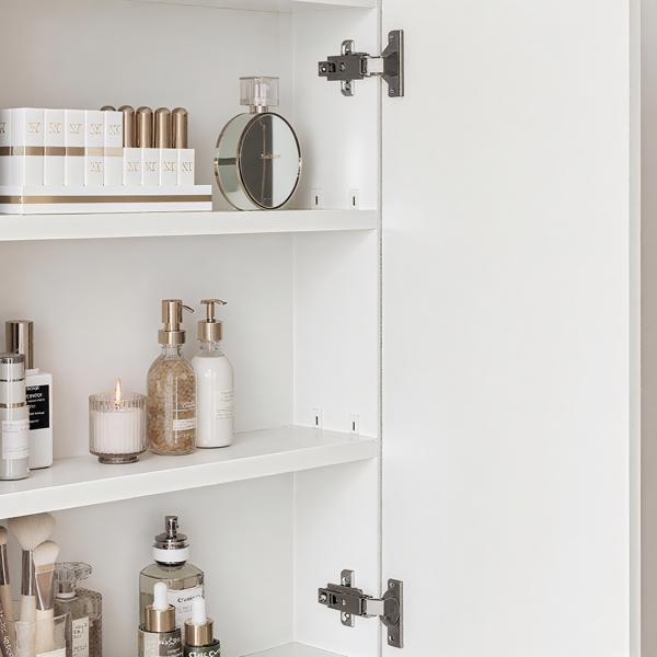 白色 刨花板 亚克力边框 71*50.8*15cm  1门 2层架 LED镜柜 三色调光 调节亮度  断电记忆  左右门通用-4