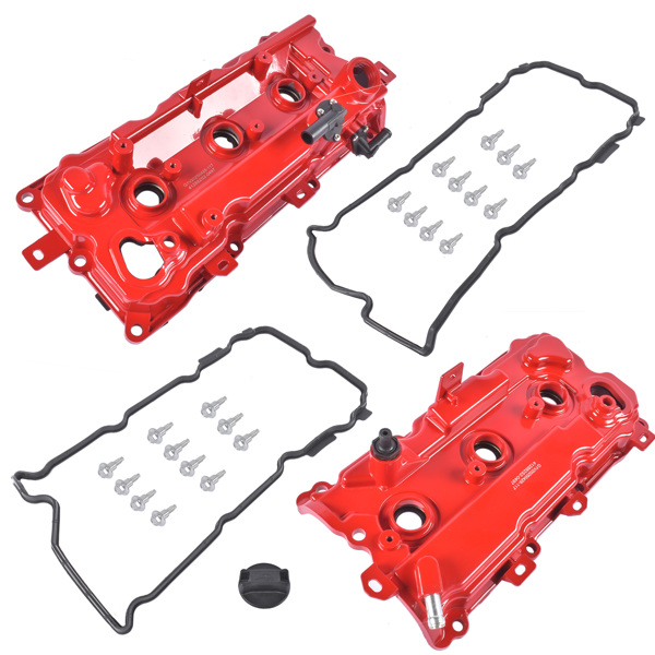 气门室盖 2x Red Valve Covers Aluminum Fits for Infiniti JX35 2013 QX60 2014 Nissan Altima Pathfinder 2007-2014 3.5L 13264JA10B 13264JA10A-2