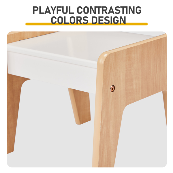 一桌二椅  60*60*44cm 白色+原木色 MDF 儿童桌椅-10