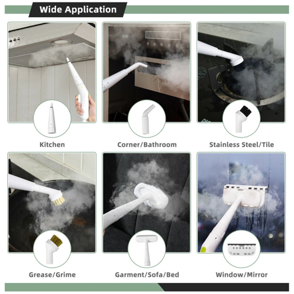 1000W多用途蒸汽清洁器-203°F高温蒸汽，2-3巴压力，10.2盎司油箱和12分钟连续清洁 绿色-9
