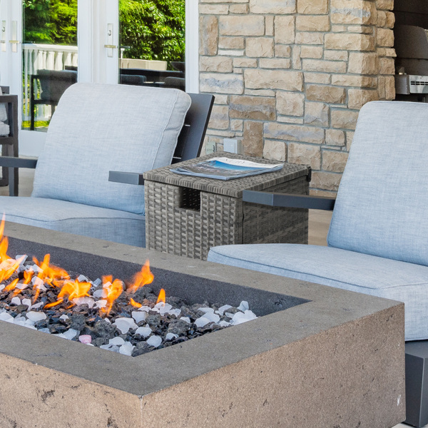 燃气瓶收纳  灰色渐变藤条 40*40*57cm 编藤边桌-9