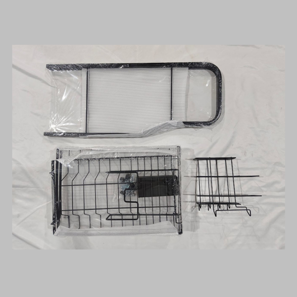 厨房收纳碗碟架立式储物碗碟筷子筒餐具碗盘置物架家用台面沥水架 R型碗碟架*三层全套（小号）配四钩筷子笼*黑色-5